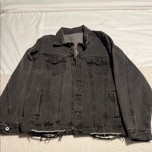 SHEIN Black Jean Jacket with Classic Design and Worn Look